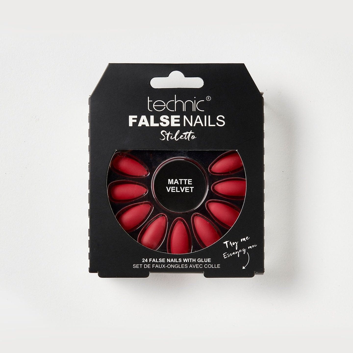 Technic False Nails - Matte Red Velvet Stiletto