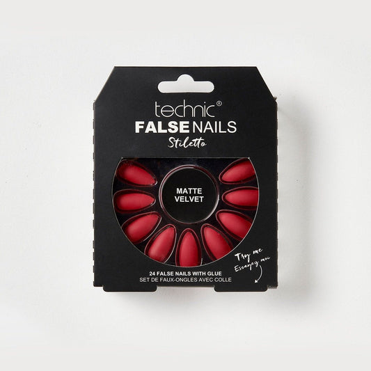 Technic False Nails - Matte Red Velvet Stiletto