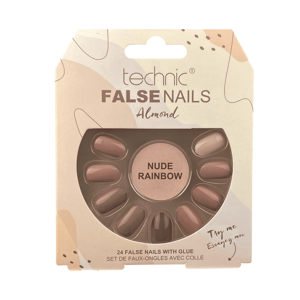 Technic False Nails Almond Nude Rainbow