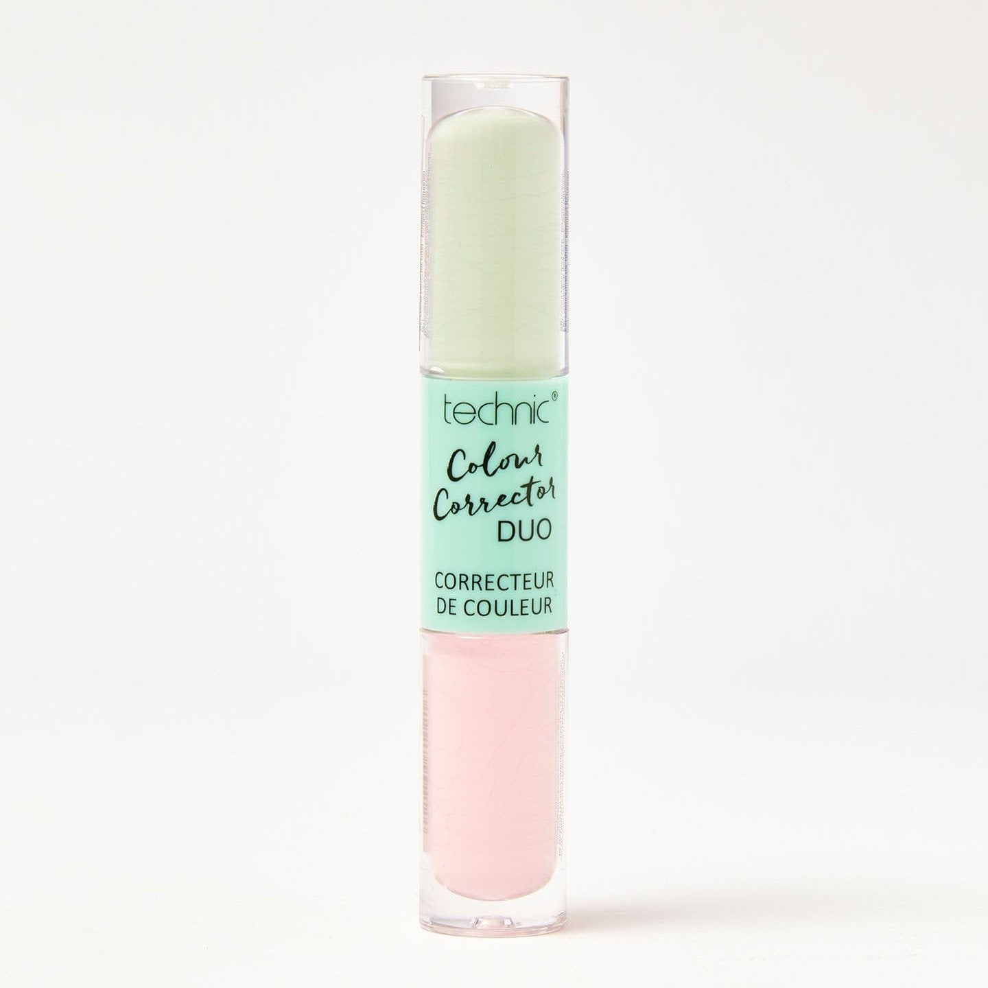 A colour corrector duo in the colours Green and Pink on a white background.