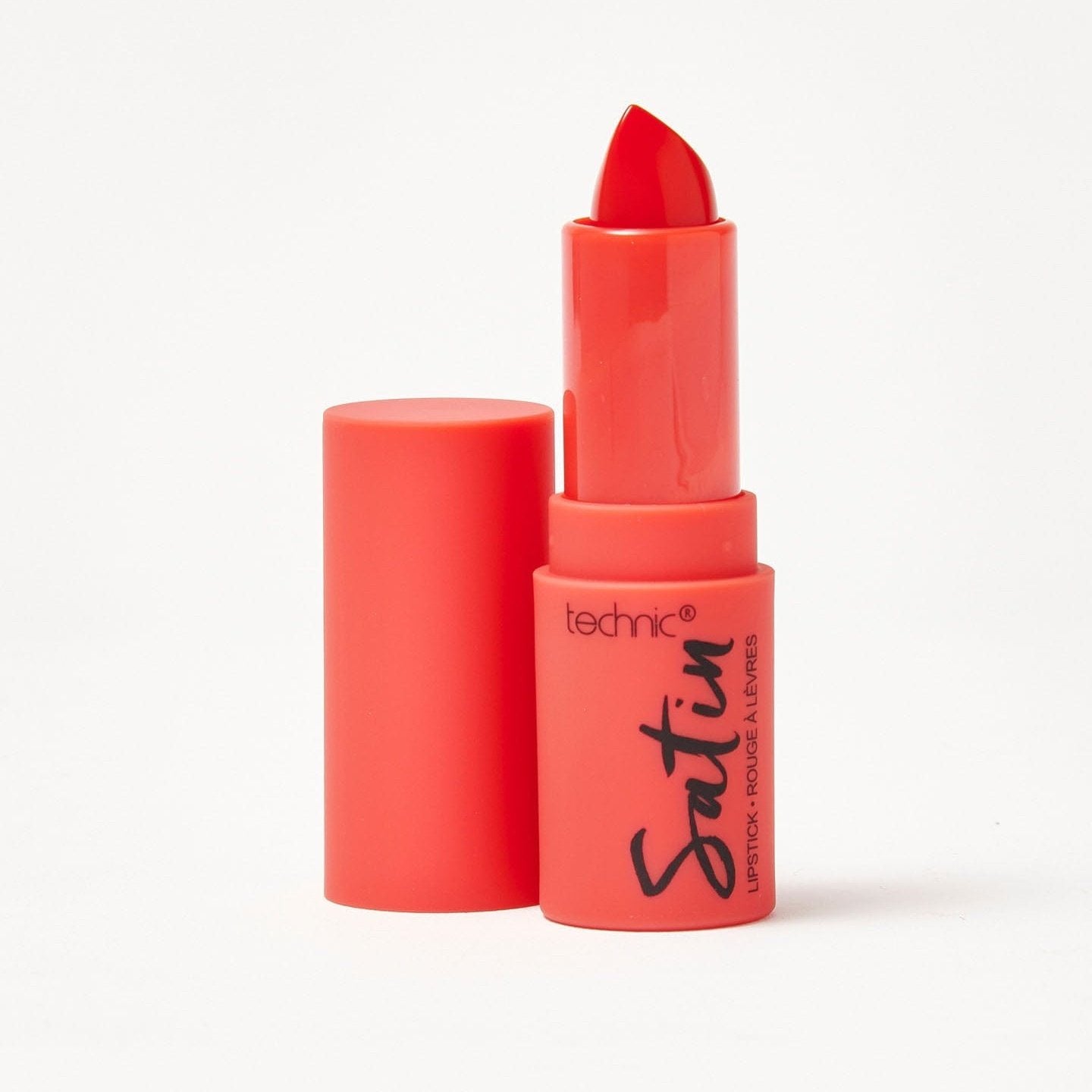 An opened satin lipstick in the shade Duchess on a white background.