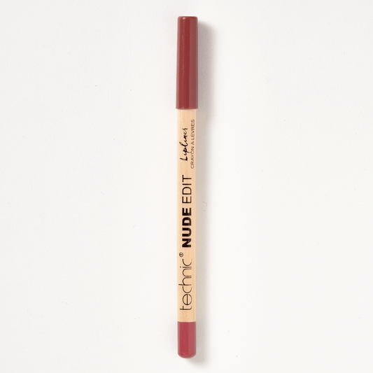 A nude edit lip liner in the shade Bare on a white background. 