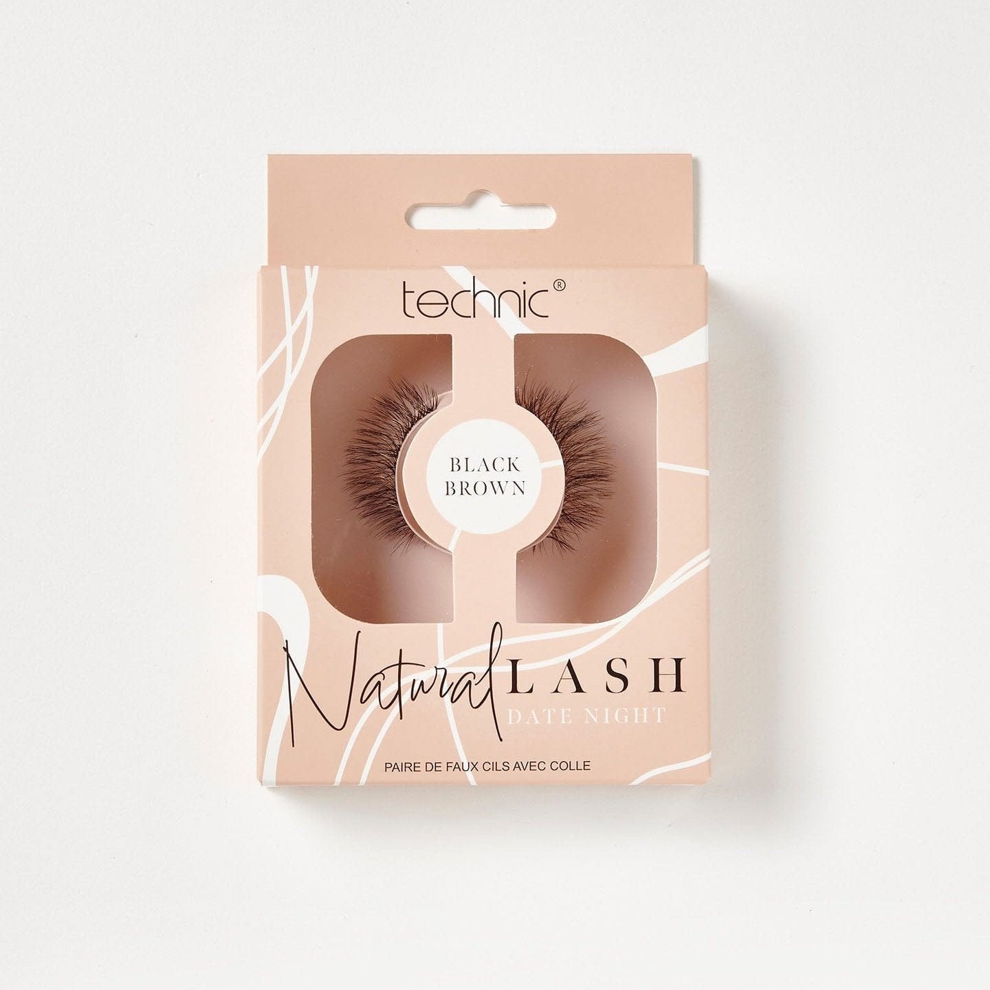 Natural lashes in the style Date Night in a beige box on a white background.