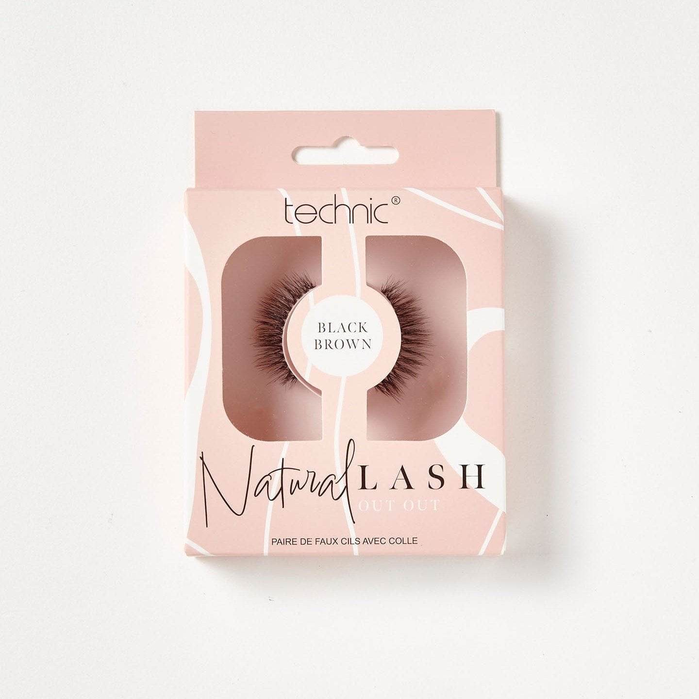 Natural lashes in the style Out Out in a beige box on a white background.