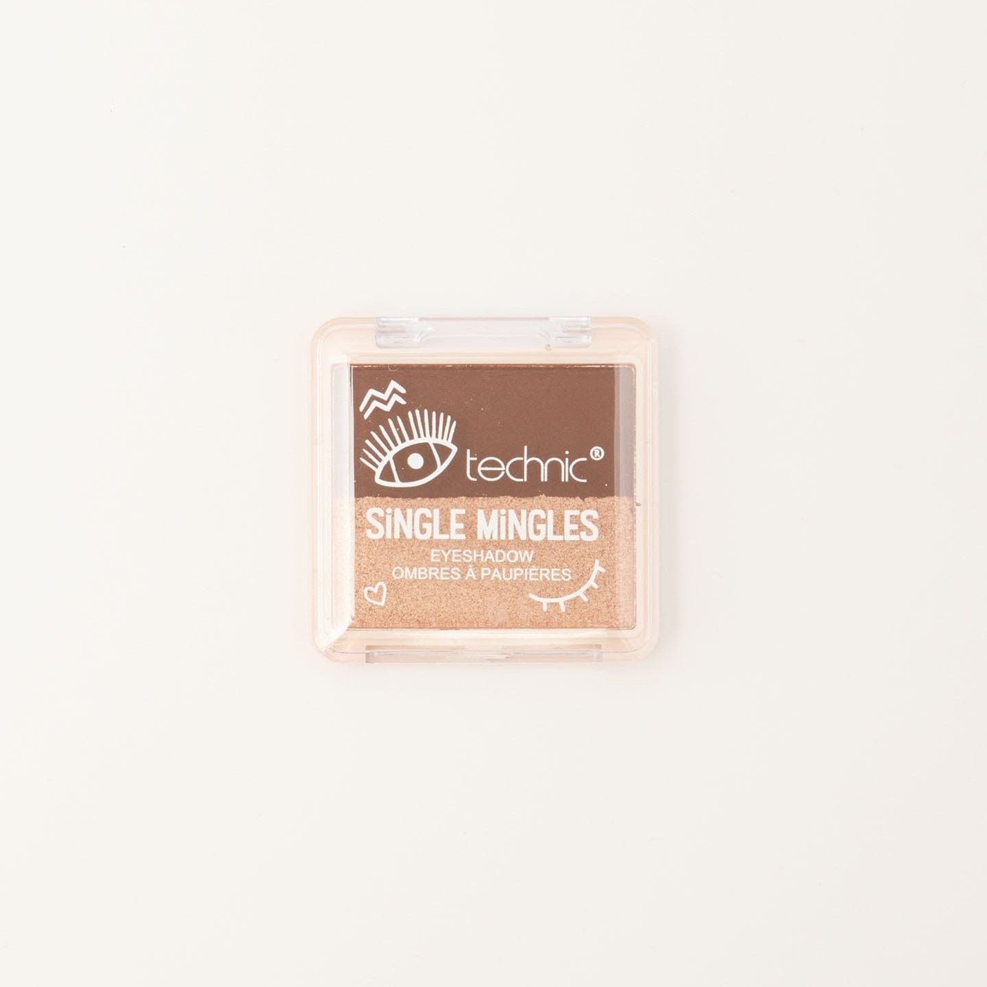 A single mingles eyeshadow duo in the shade First Date on a white background.