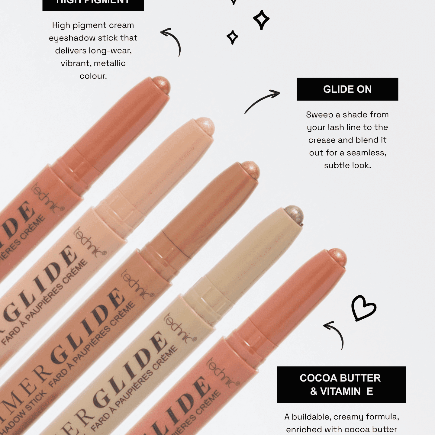 Technic Shimmer Glide Cream Eyeshadow Sticks