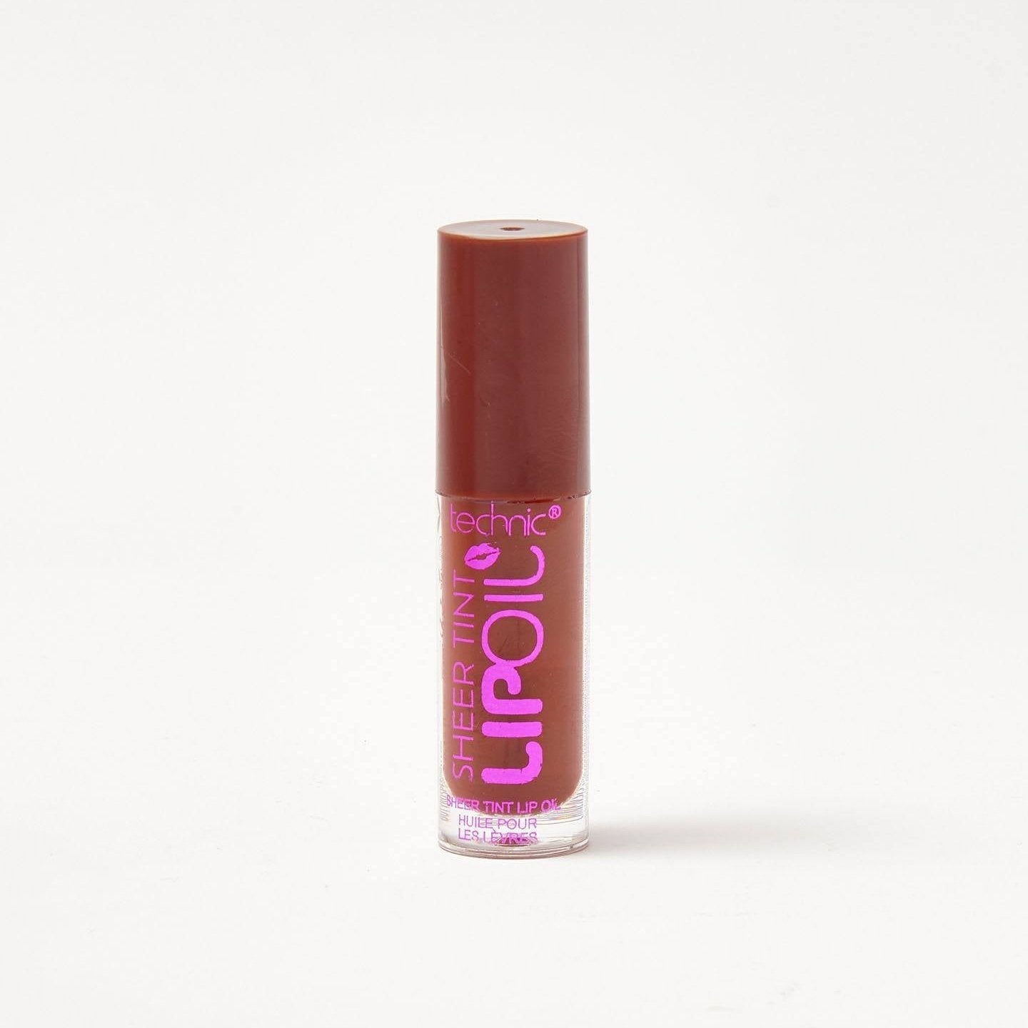 A sheer lip oil in the shade Tough Cookie on a white background.