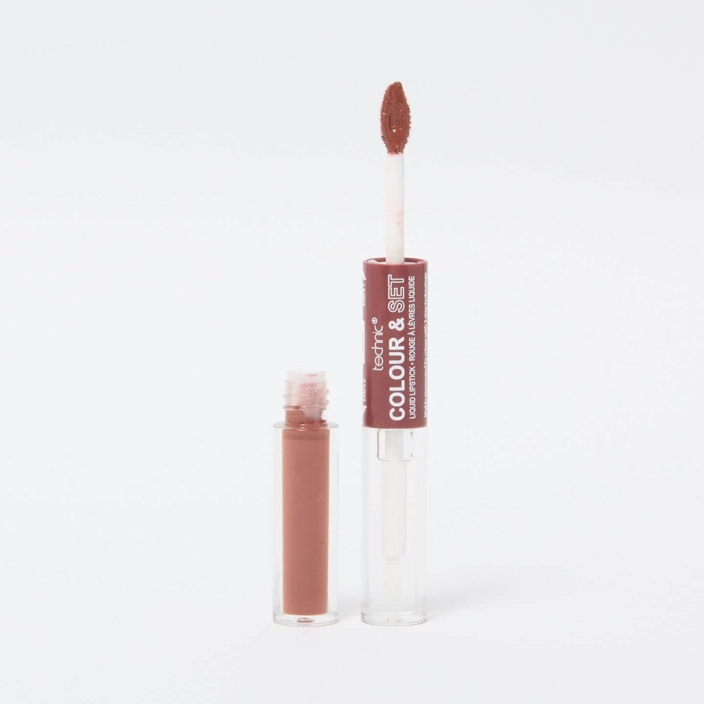 An opened colour and set lip duo in the shade Bambi on a white background.