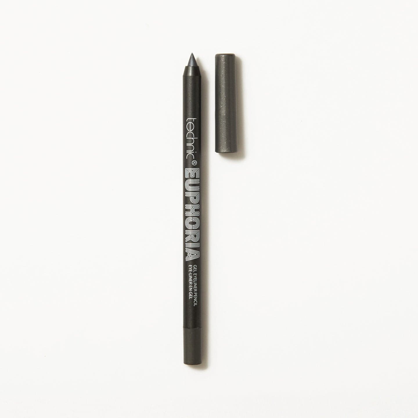 A euphoria gel eyeliner in the shade Gun Metal on a white background.