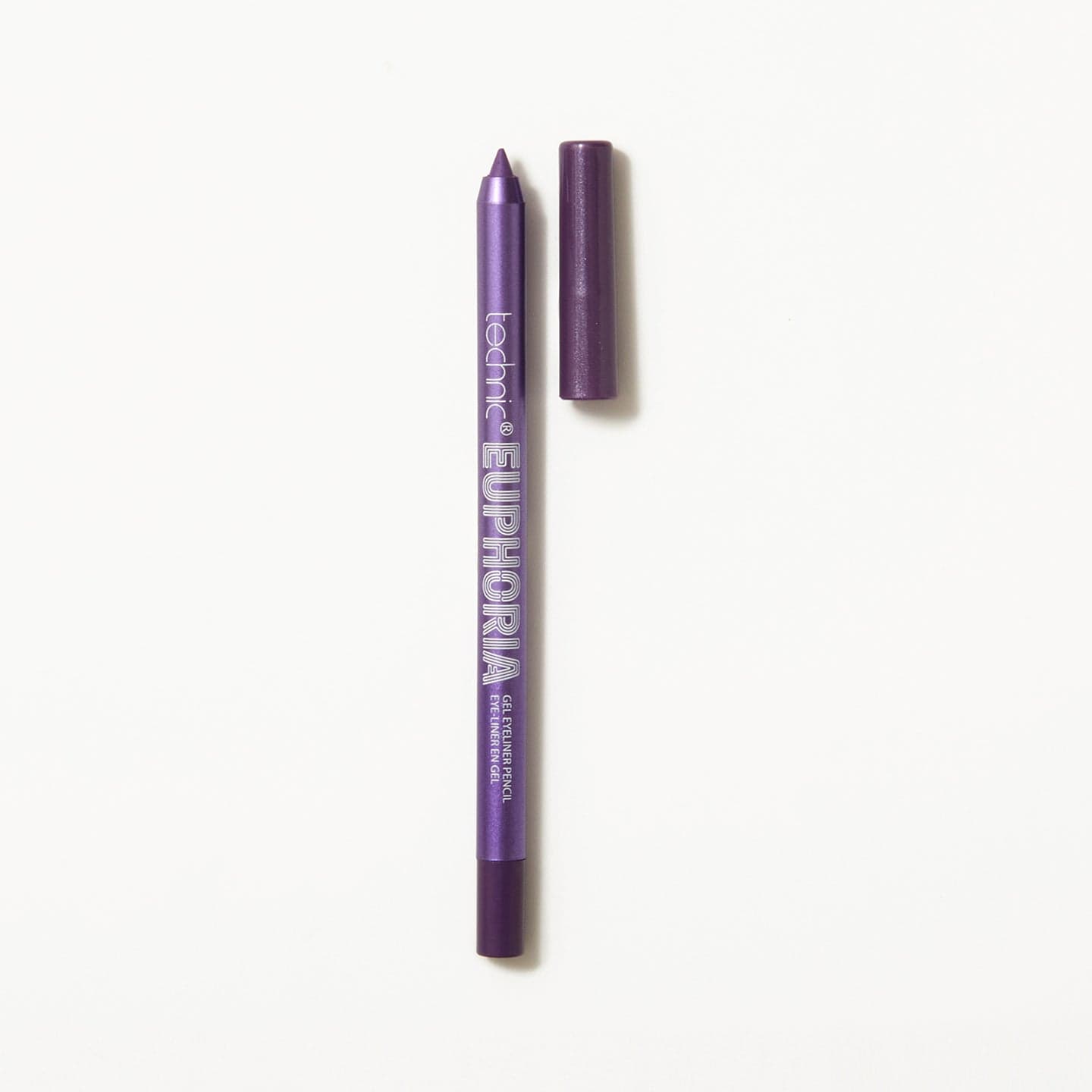 A euphoria gel eyeliner in the shade Purple on a white background.