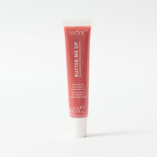 A butter me up tinted lip balm in the shade Sugar Coat It on a white background.