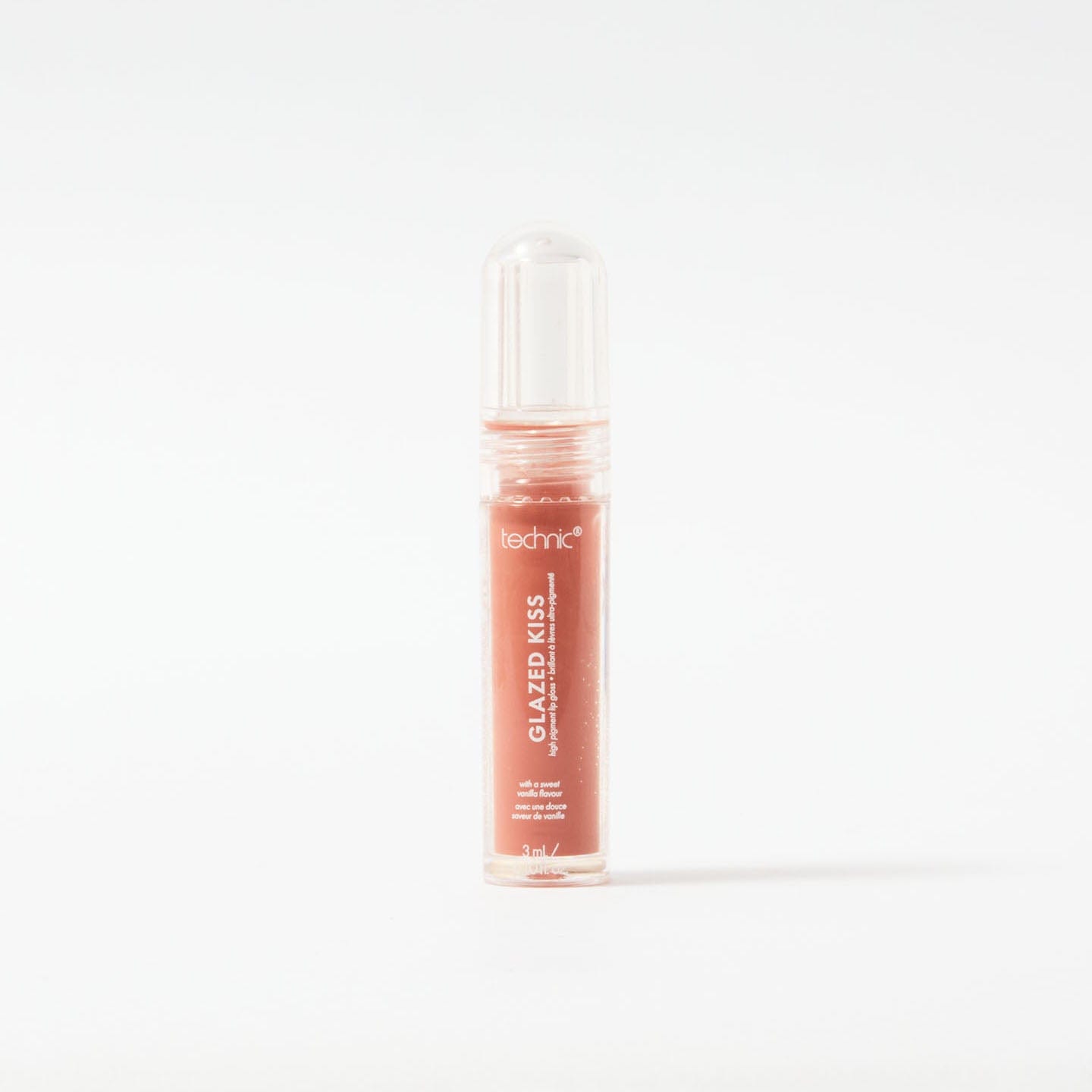 A glazed kiss lip gloss in the shade Sun Hat on a white background.