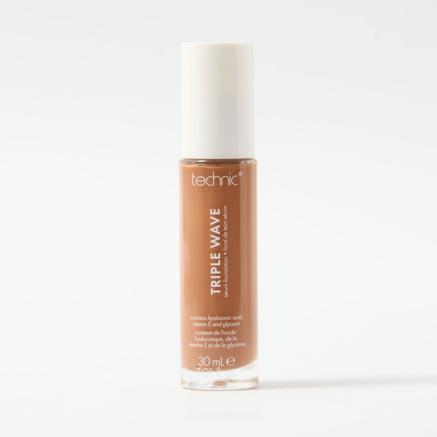 A triple wave foundation in the shade Deep Tan on a white background.