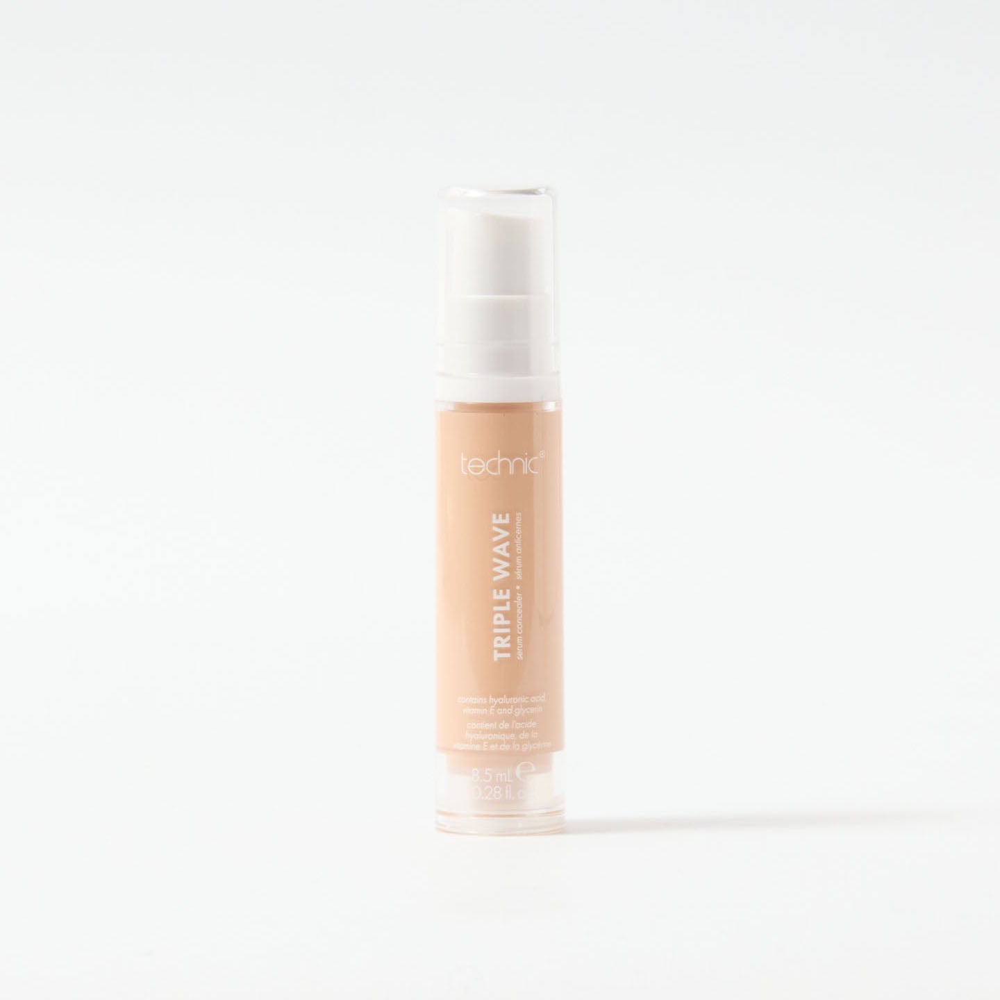 A triple wave concealer in the shade Beige on a white background.