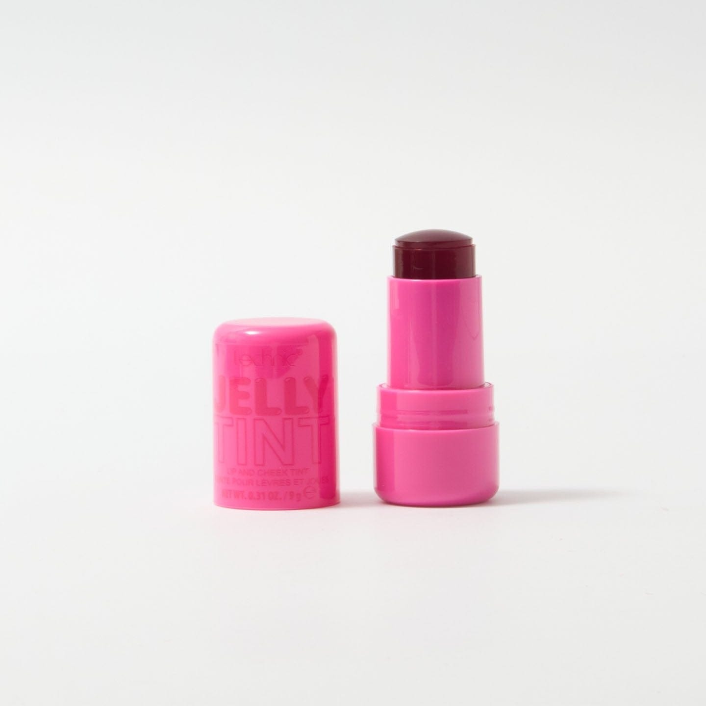 An opened jelly tint in the shade Pink Burst on a white background.